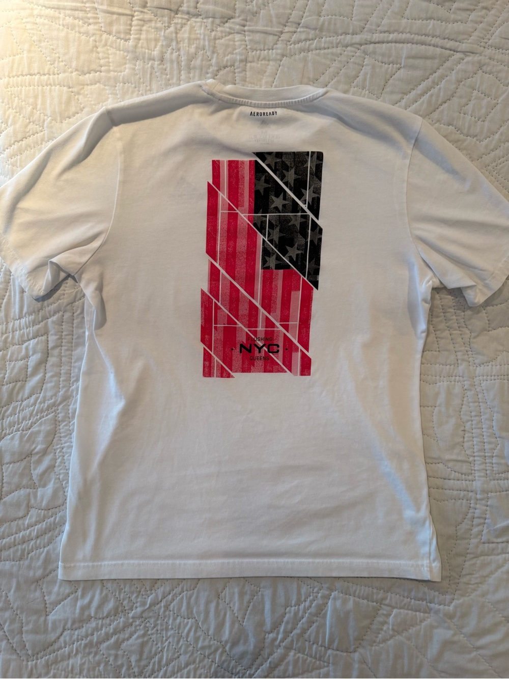 adidas US Open White T-Shirt with Red and Black NYC Graphic